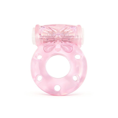 Розовое эрекционное виброкольцо с бабочкой