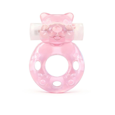 Розовое эрекционное виброкольцо в форме мишки