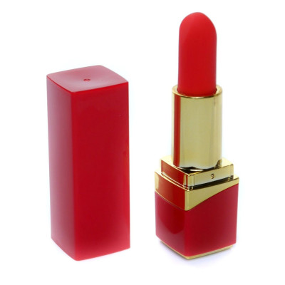 Красный мини-вибратор в форме помады