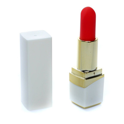 Белый мини-вибратор в форме помады