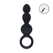 Черная анальная елочка Beaded Silicone Anal Probe with Loop
