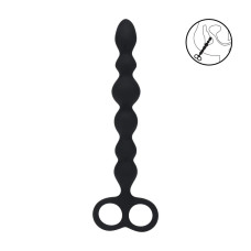 Черная анальная цепочка Beaded Silicone Anal Probe with Double Loop - 24 см.