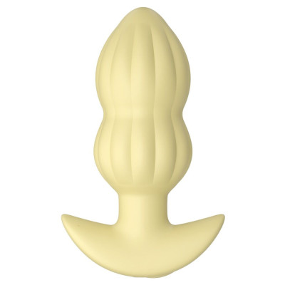 Желтая анальная пробка с вибрацией Cuties Vibrating Mini Butt Plug - 8 см.