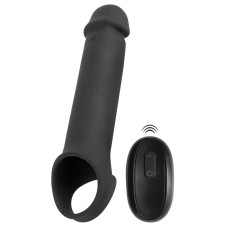 Черная вибронасадка для пениса с хомутом для мошонки и пультом ДУ Remote Controlled Penis Extension Черная вибронасадка для пениса с хомутом для мошонки и пультом ДУ Remote Controlled Penis Extension