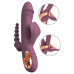 Сливовый вибратор с клиторальным отростком и анальным хвостом Slim Triple Plum - 21,4 см.