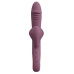 Сливовый вибратор с клиторальным отростком и анальным хвостом Slim Triple Plum - 21,4 см.
