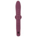 Сливовый вибратор с клиторальным отростком и анальным хвостом Slim Triple Plum - 21,4 см.