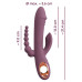 Сливовый вибратор с клиторальным отростком и анальным хвостом Slim Triple Plum - 21,4 см.