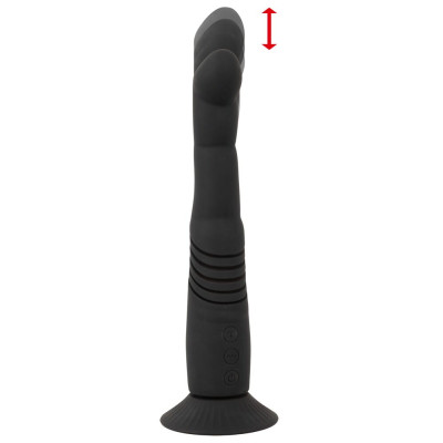 Черный вибратор с поступательными движениями G and P-Spot Thrusting Vibrator - 23 см.