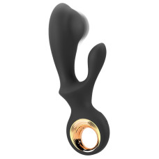 Черный вибратор-кролик с функцией расширения Inflatable Rabbit Vibrator - 18,3 см.