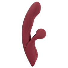 Малиновый вибратор-кролик с функцией постукивания 2 Function Rabbit Vibrator - 22,3 см.