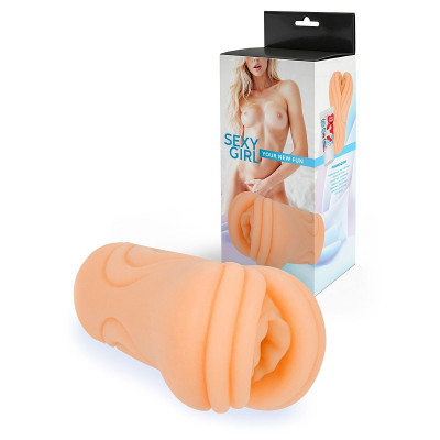 Телесный мастурбатор-вагина с рельефом на поверхности