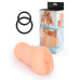 Телесный мастурбатор-вагина с 2 эрекционными кольцами в комплекте