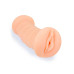 Телесный двусторонний мастурбатор с вибропулей и эрекционными кольцами в комплекте