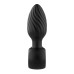 Черная анальная пробка с вибрацией, вращением и пультом ДУ
