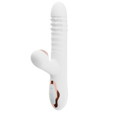 Белый вибратор-кролик с вращающимися шариками и вакуумной стимуляцией