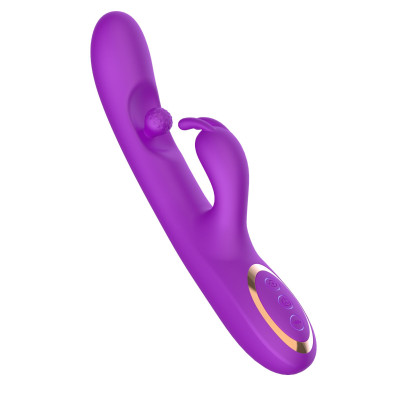Фиолетовый вибратор-кролик с вращающимся шариком