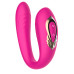 Розовый U-образный вибратор с вращающейся вагинальной частью