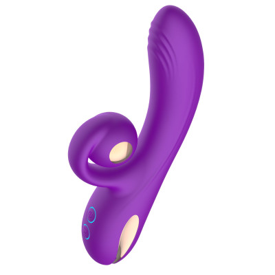 Фиолетовый вибратор-кролик с функцией вращения ствола