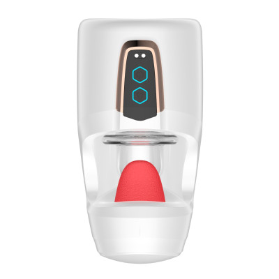 Белый мастурбатор с язычком и возвратно-поступательными движениями