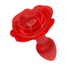 Красный анальный вибростимулятор в форме розы