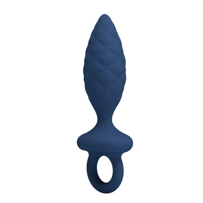Синяя анальная пробка с кольцом Butt Plug with Loop S - 11,5 см.