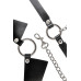 Черная портупея-чокер с поводком и карабином в виде кольца