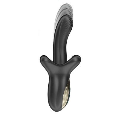 Черный вибратор с эффектом фрикций и посасывания - 23 см.