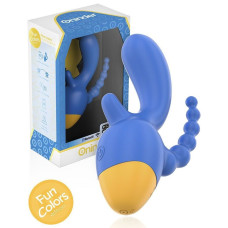 Синий мини-вибратор с анальным хвостом и управлением через приложение - 13 см.