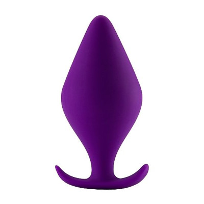 Фиолетовая анальная пробка Butt Plug with Handle Large - 13,1 см.