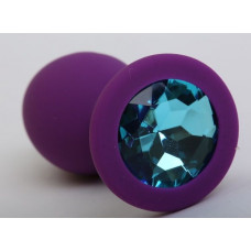 Фиолетовая силиконовая пробка с голубым стразом - 9,5 см.