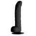 Чёрный вибратор-реалистик с присоской PURRFECT SILICONE DELUXE ONE TOUCH 8INCH - 20 см.