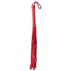 Красная веревочная плеть с ручкой из полиуретана Cotton String Flogger - 50 см.