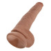 Кофейный фаллоимитатор-гигант 14  Cock with Balls - 37,5 см.