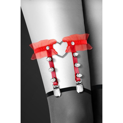 Красная подвязка с сердцем и шипами GARTER WITH HEART