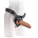 Кофейный поясной страпон Strap-On Harness with 9  Uncut Hollow Cock - 25,4 см.