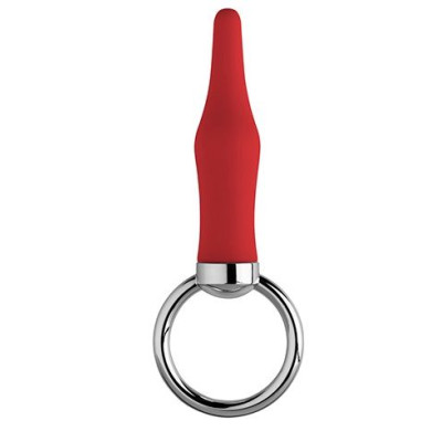 Красная анальная пробка с колечком BUTT O 3INCH BUTT PLUG RED - 8 см.