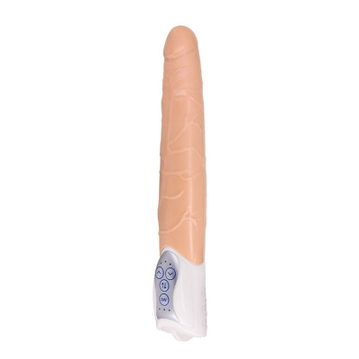 Телесный вибратор Long John Realistic Thrusting Vibrator с функцией толкания - 20 см.